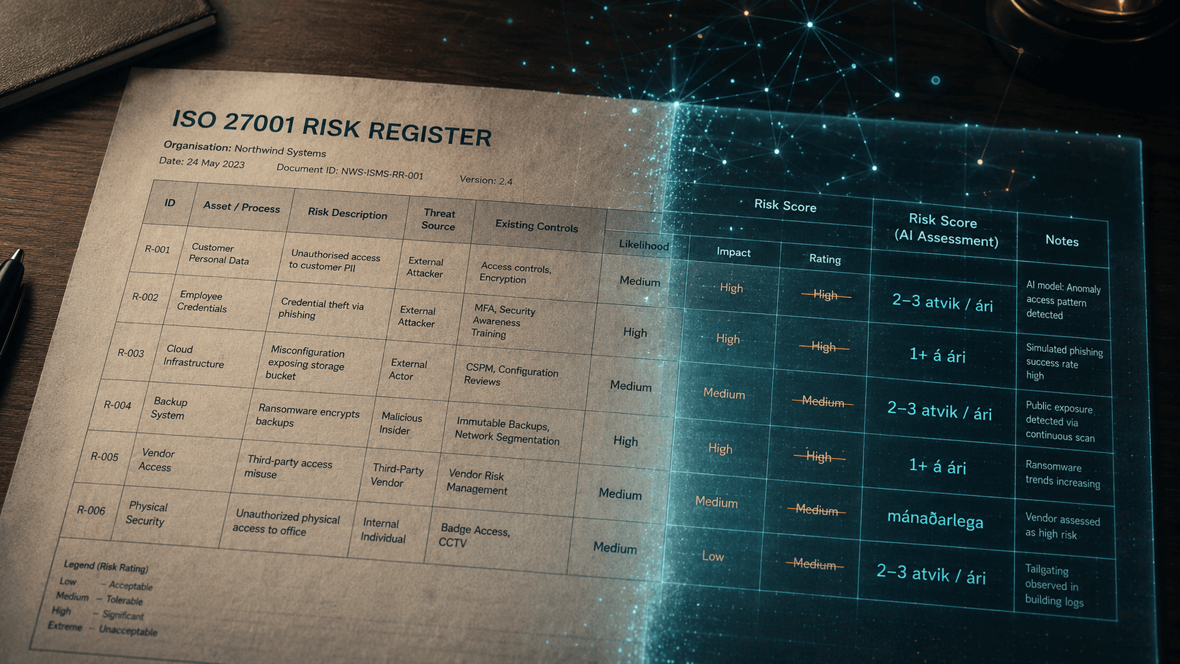 ISO 27001 áhættuskráin þín er líklega með úrelt áhættumat